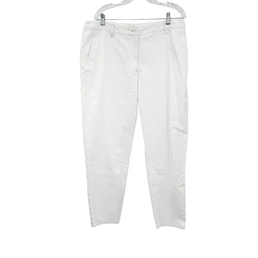 Eileen Fisher Women's White Cotton Hemp Stretch Tapered Pant Size 16 NWOT